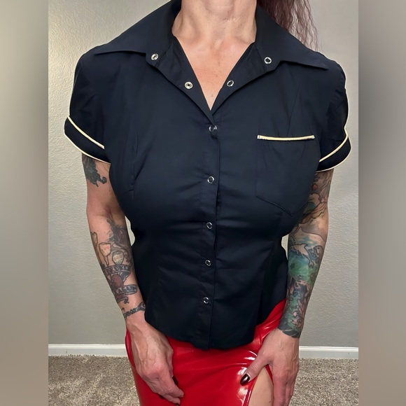 Black White Lip Service Fetish Classics Shirt L - Picture 4 of 13